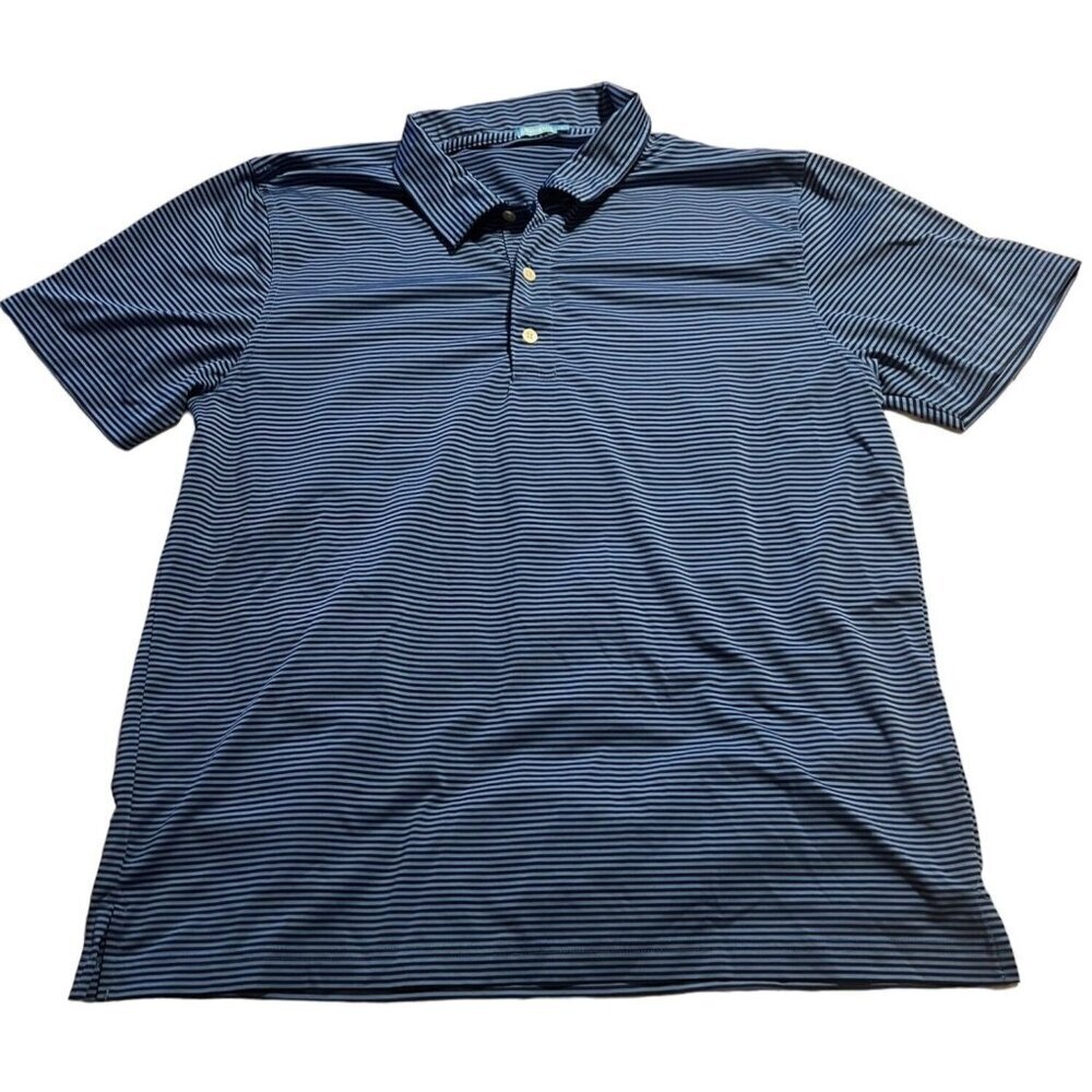 J. McLaughlin Striped Golf Polo Shirt Men's Size Large Moisture Wicking Comfort